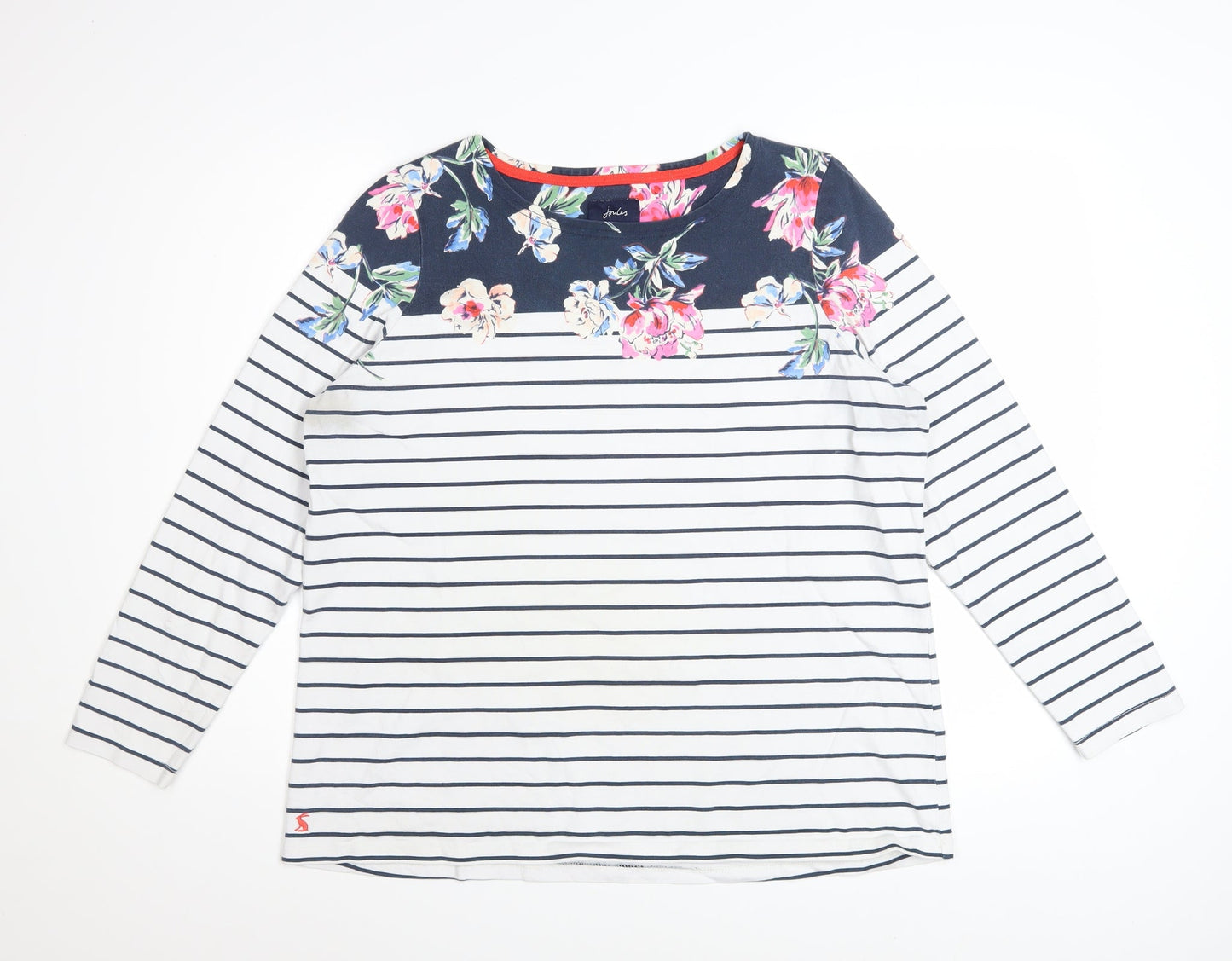 Joules Women’s Multicoloured Floral Stripe Long Sleeve Cotton Top Size 18