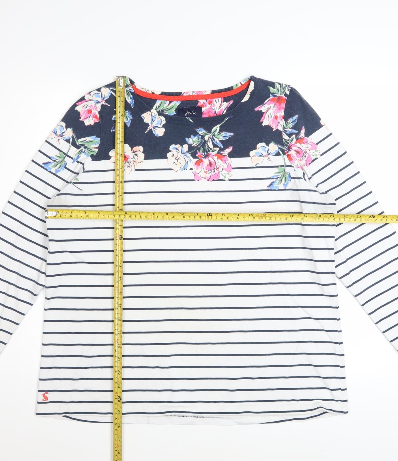 Joules Women’s Multicoloured Floral Stripe Long Sleeve Cotton Top Size 18