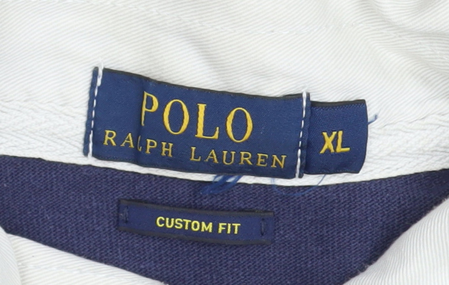 Ralph Lauren Men Yellow Blue Striped Long Sleeve Polo XL Cotton Custom Fit