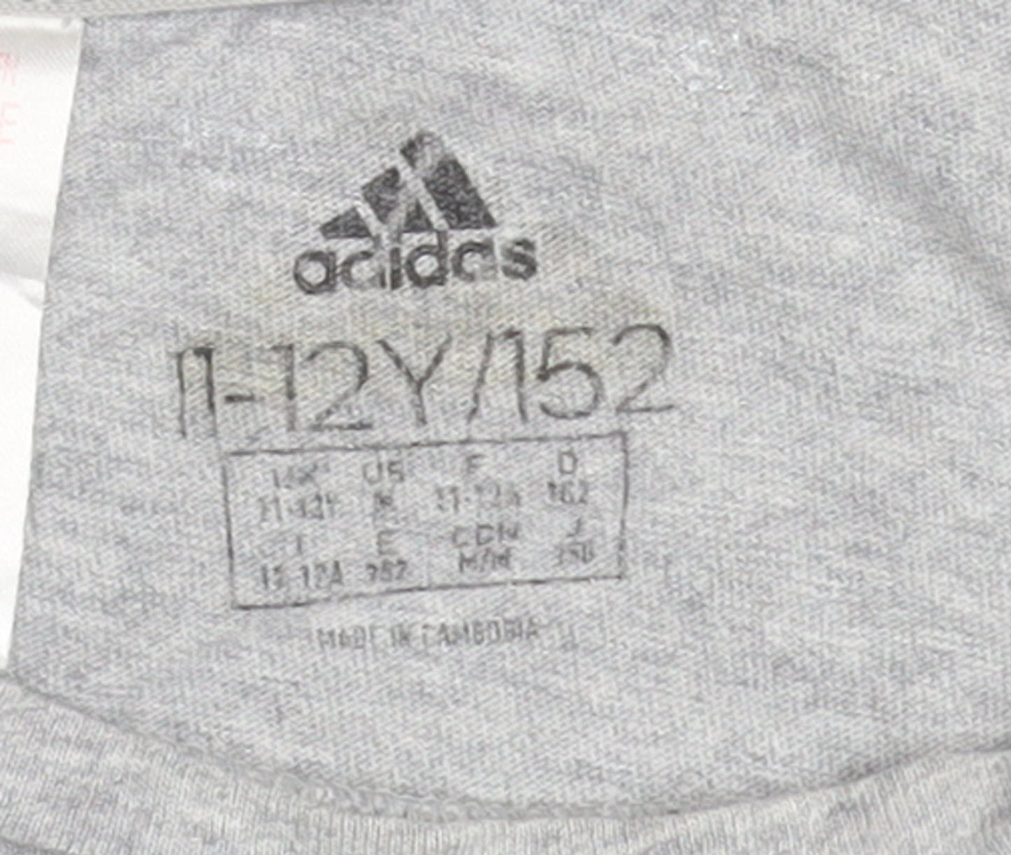 Adidas Girls Grey Logo Cotton T-Shirt 11-12 Years Casual Sportswear