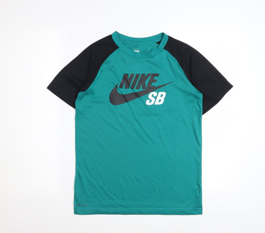 Nike Boys Green Black Dri-FIT SB T-Shirt 12-13 Years Activewear Top