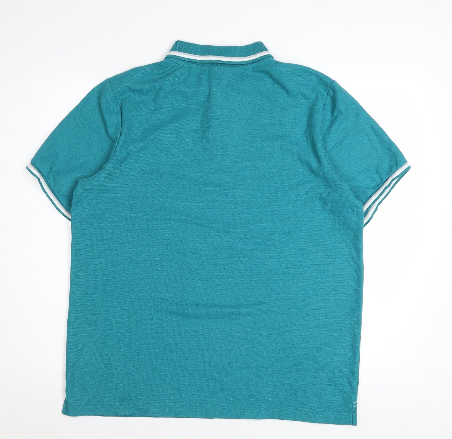 Slazenger Men's Teal Short Sleeve Polo Shirt Size L Polyester Cotton Blend
