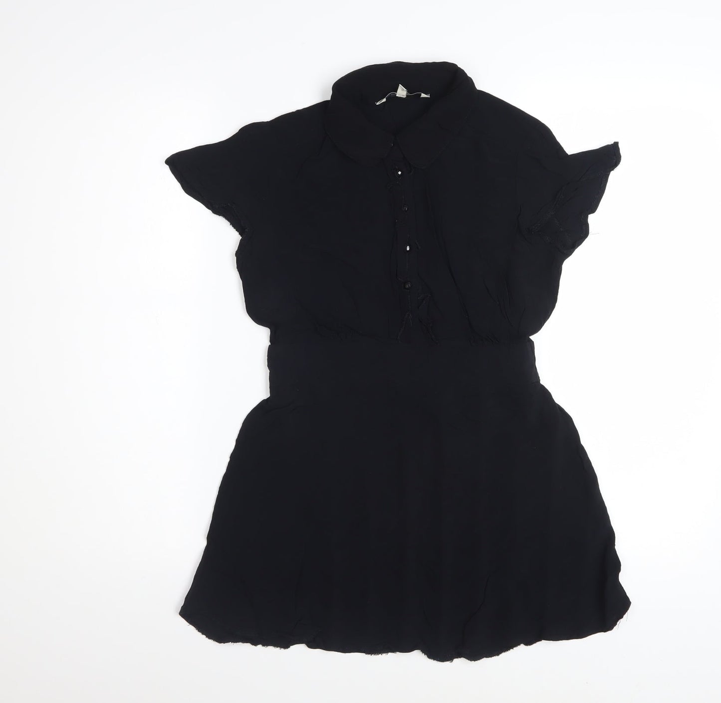 Rocha.John Rocha Women's Black Viscose Collared Tunic Blouse Size 10