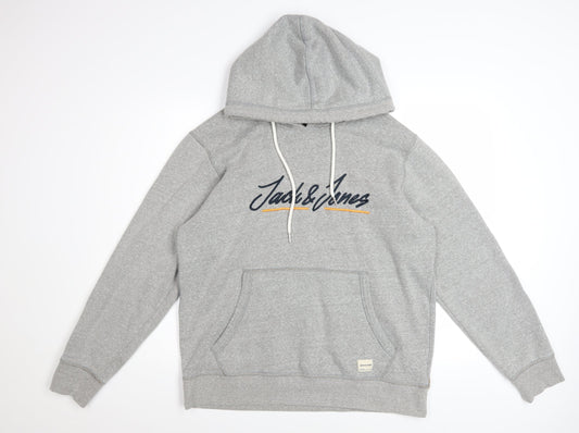 Jack & Jones Mens Grey XL Pullover Hoodie Sweatshirt