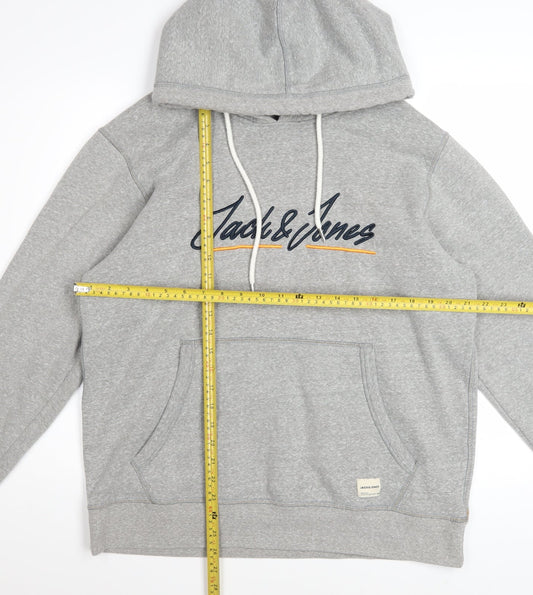 Jack & Jones Mens Grey XL Pullover Hoodie Sweatshirt