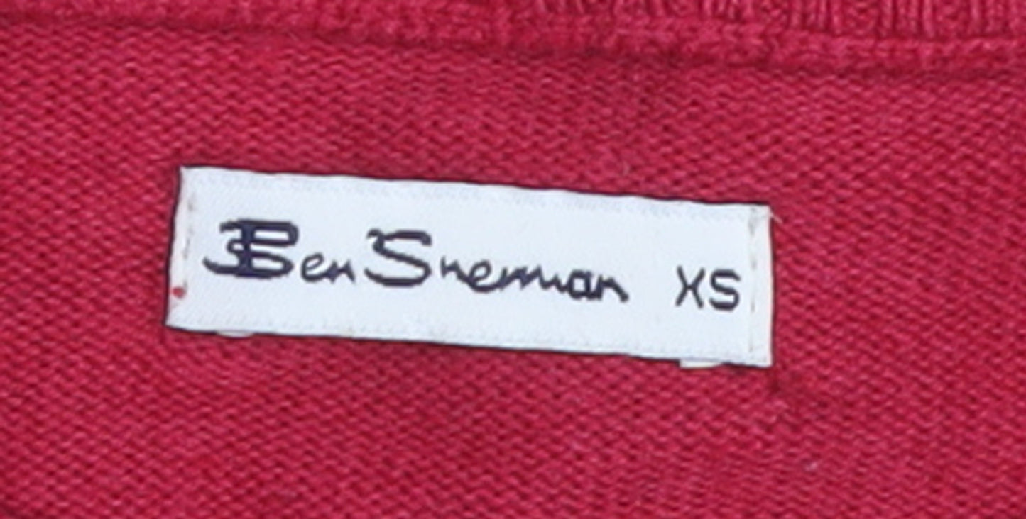 Ben Sherman Women's Red Striped Crew Neck Pullover Jumper XS