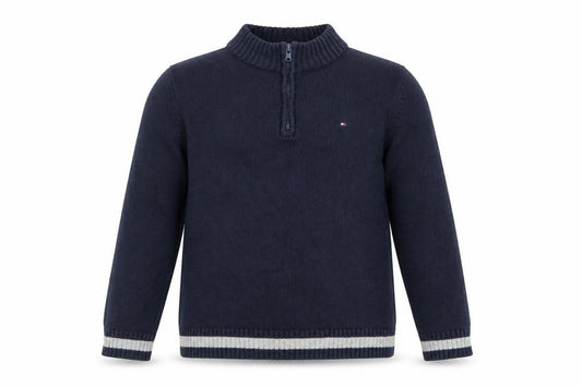 Tommy Hilfiger Boys Blue 12-14 Years Cotton 1/4 Zip High Neck Jumper