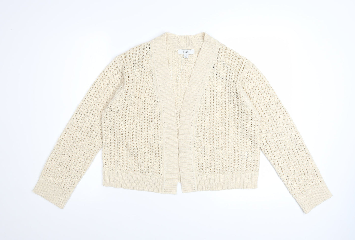 Marks and Spencer Women Beige Open Knit Cardigan M
