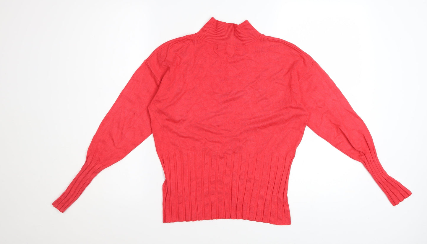 Marks and Spencer Women Red Mock Neck Long Sleeve Pullover Jumper Size 12
