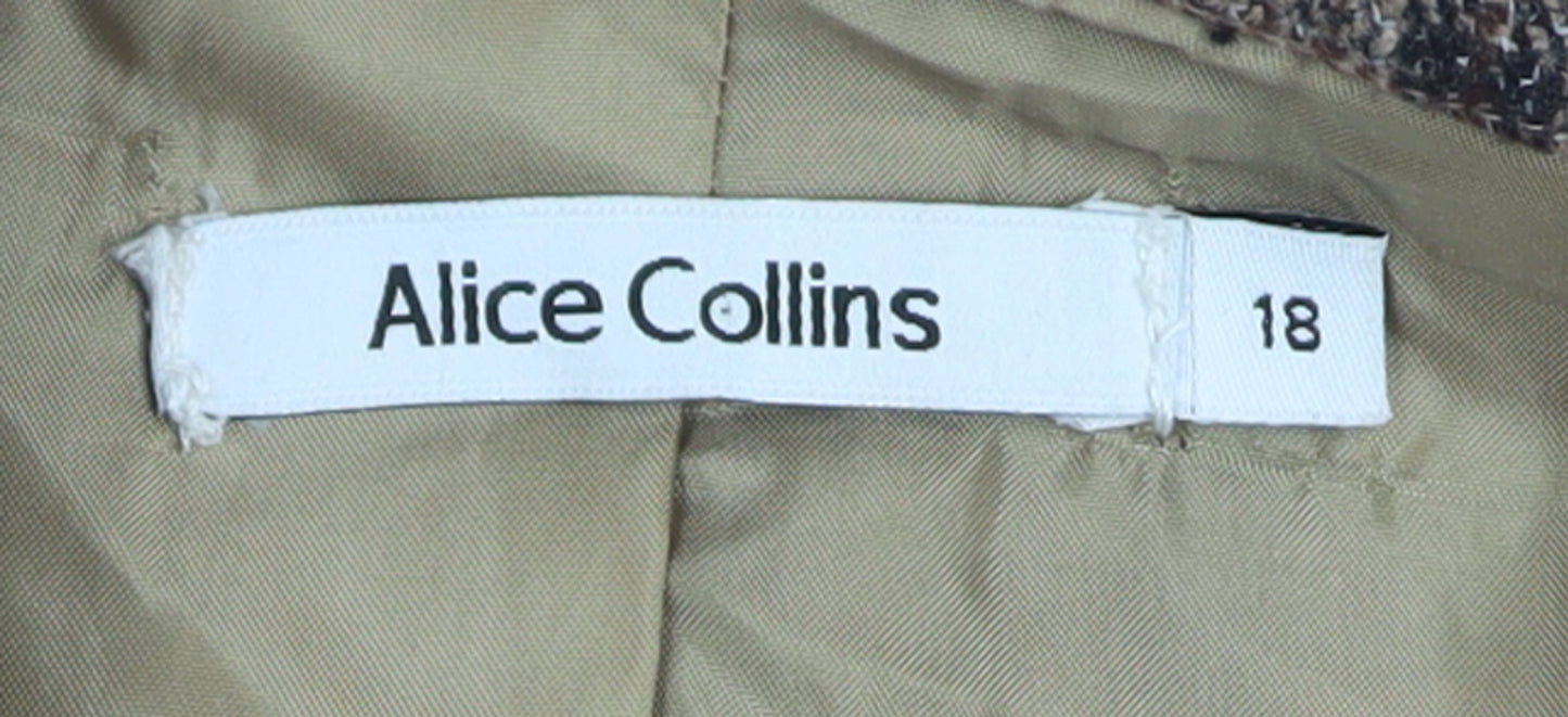 Alice Collins Women's Beige Check Mid-Length Overcoat Size 18