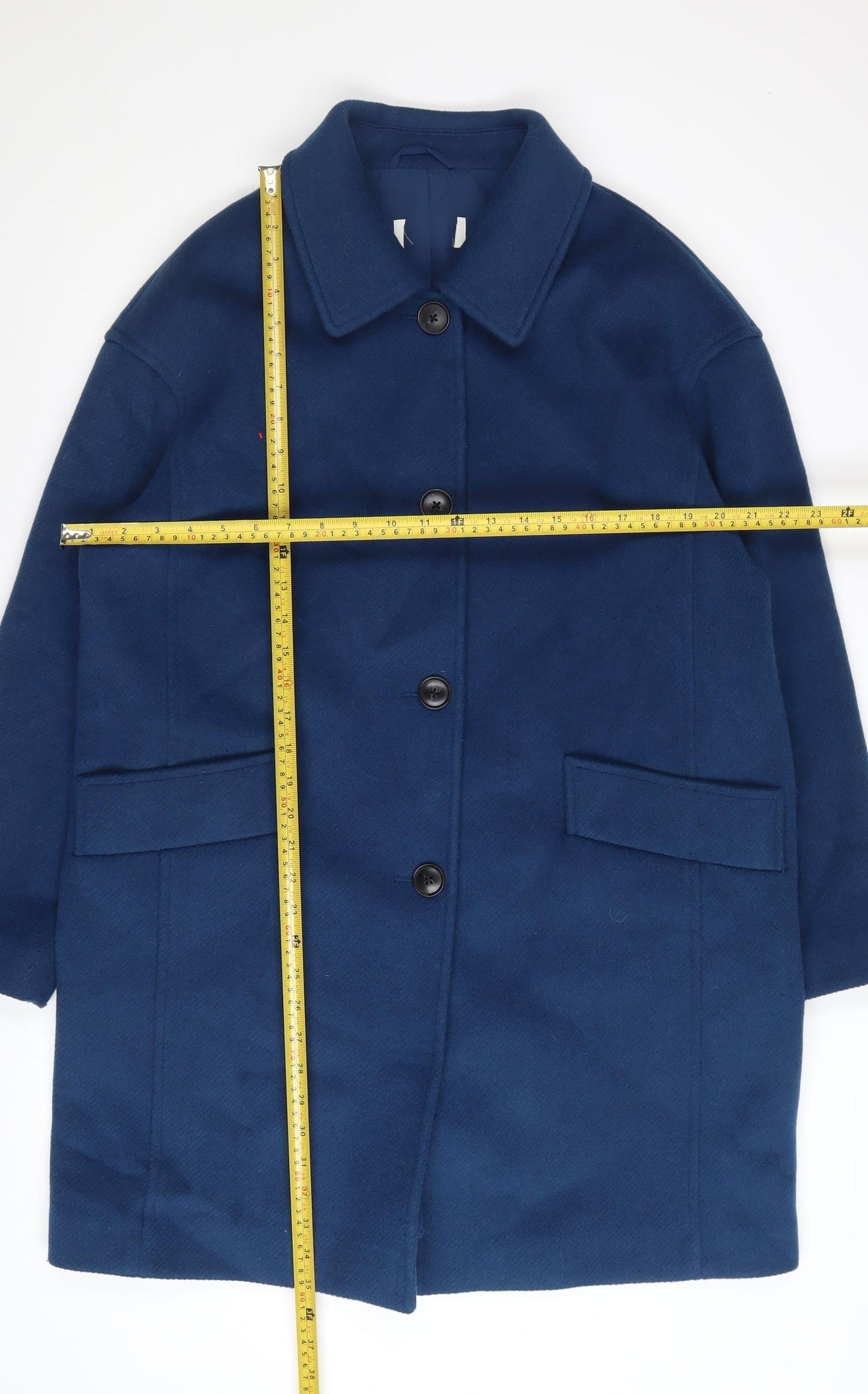 Marks and Spencer Women's Blue Mid-Length Overcoat Size 14