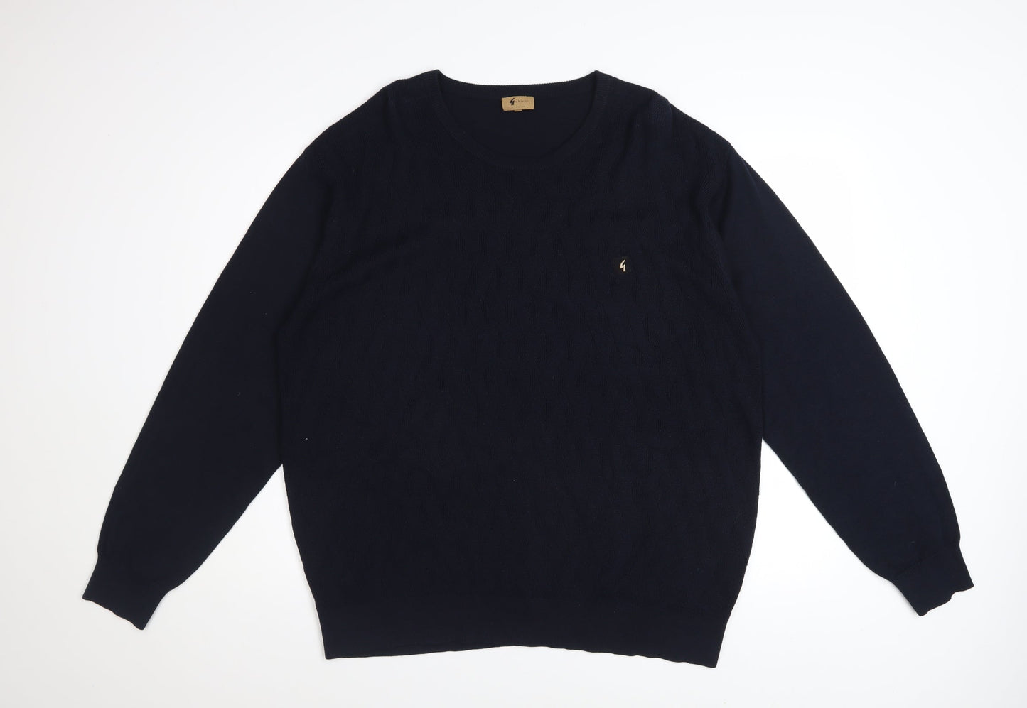 Gabicci Men’s Blue 2XL Crew Neck Cotton Acrylic Knit Jumper