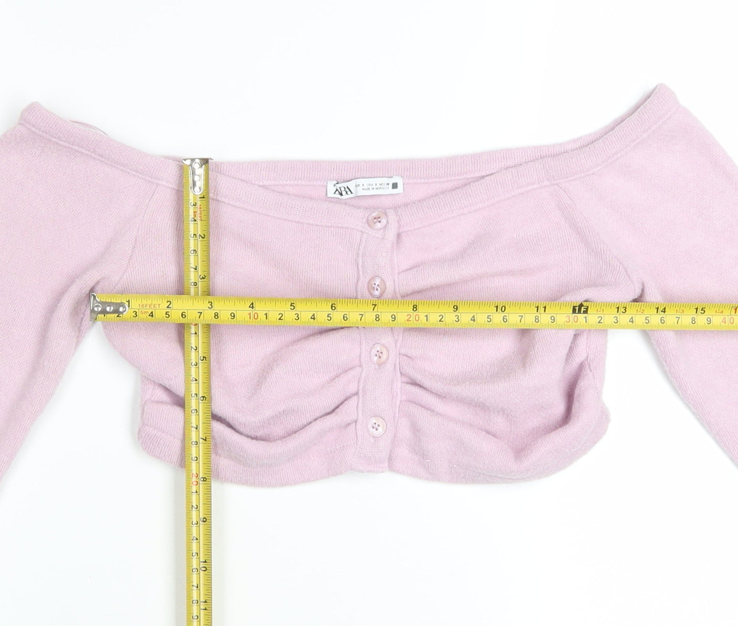 Zara Womens Pink Cropped Off Shoulder Knit Blouse Size S
