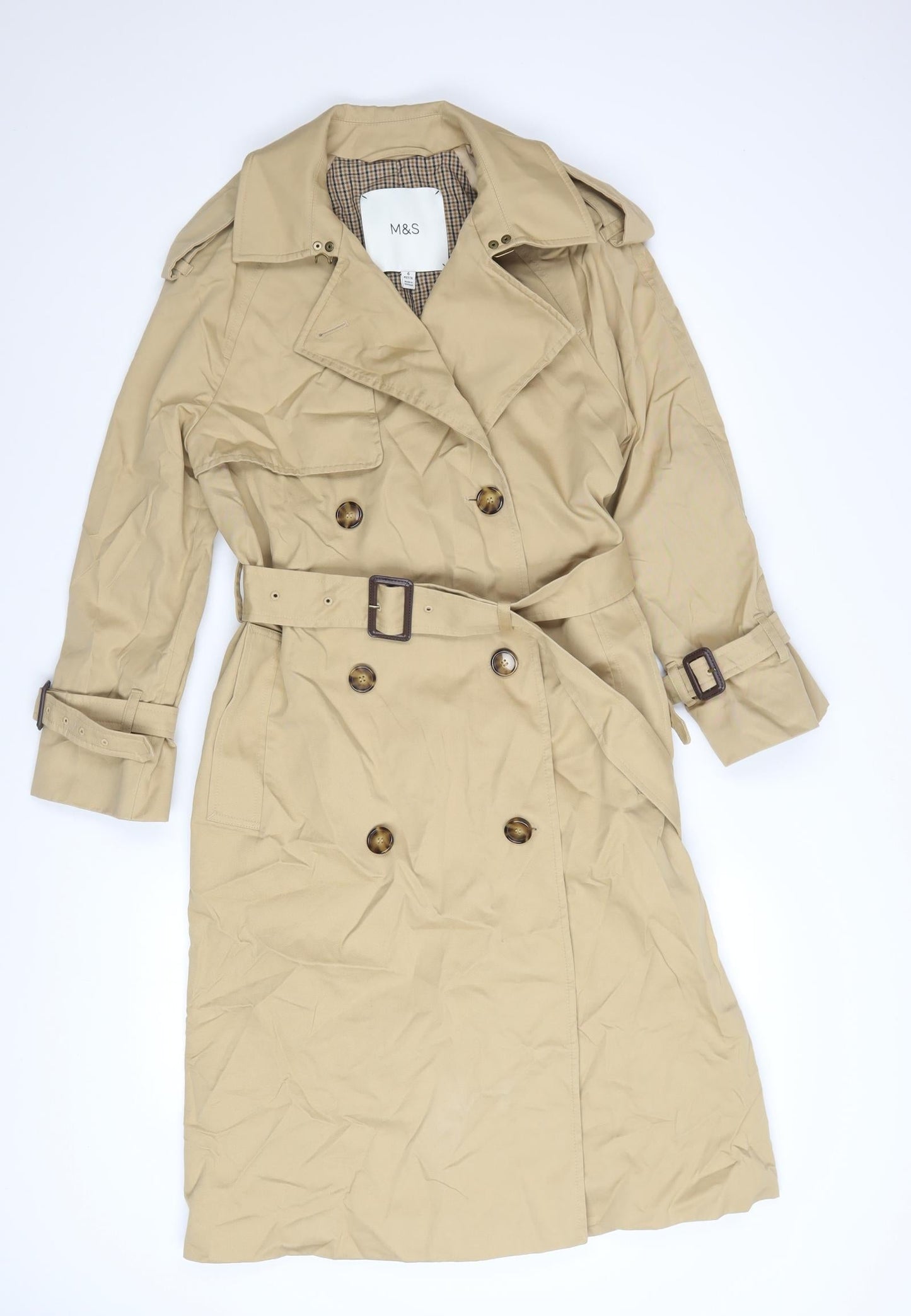 Marks and Spencer Women's Beige Petite Trench Coat Size 6
