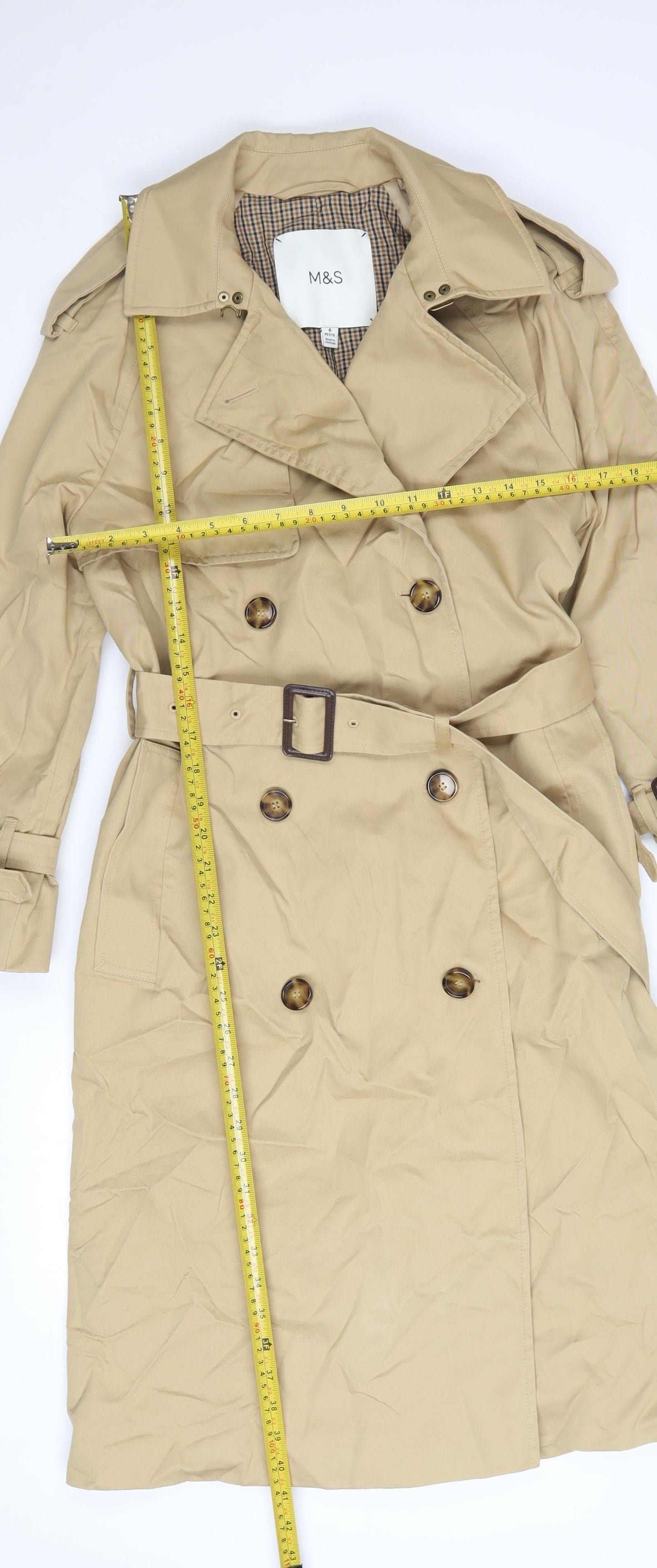 Marks and Spencer Women's Beige Petite Trench Coat Size 6
