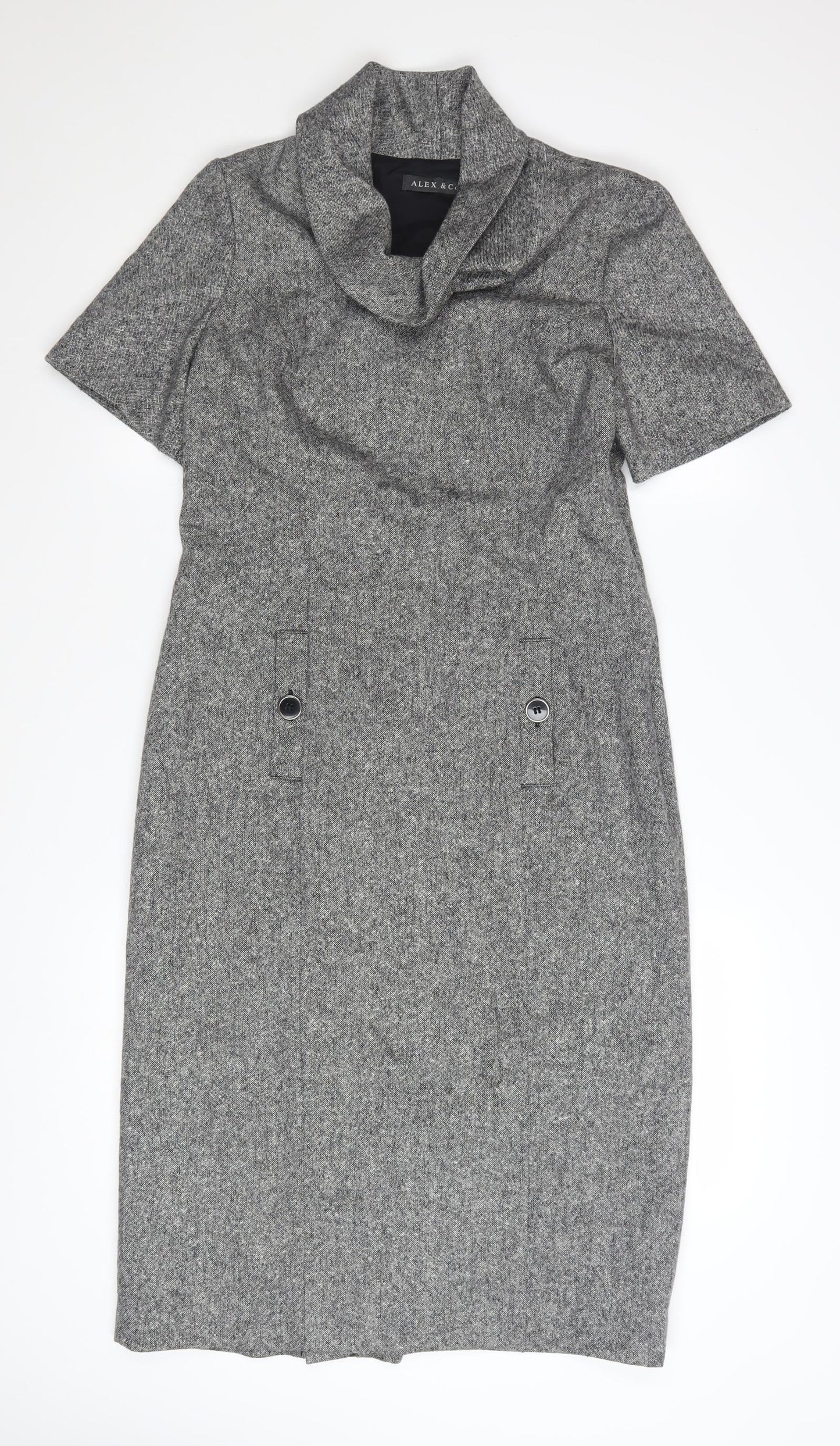 ALEX & Co Women Grey Wool Blend Sheath Dress UK 10 Workwear