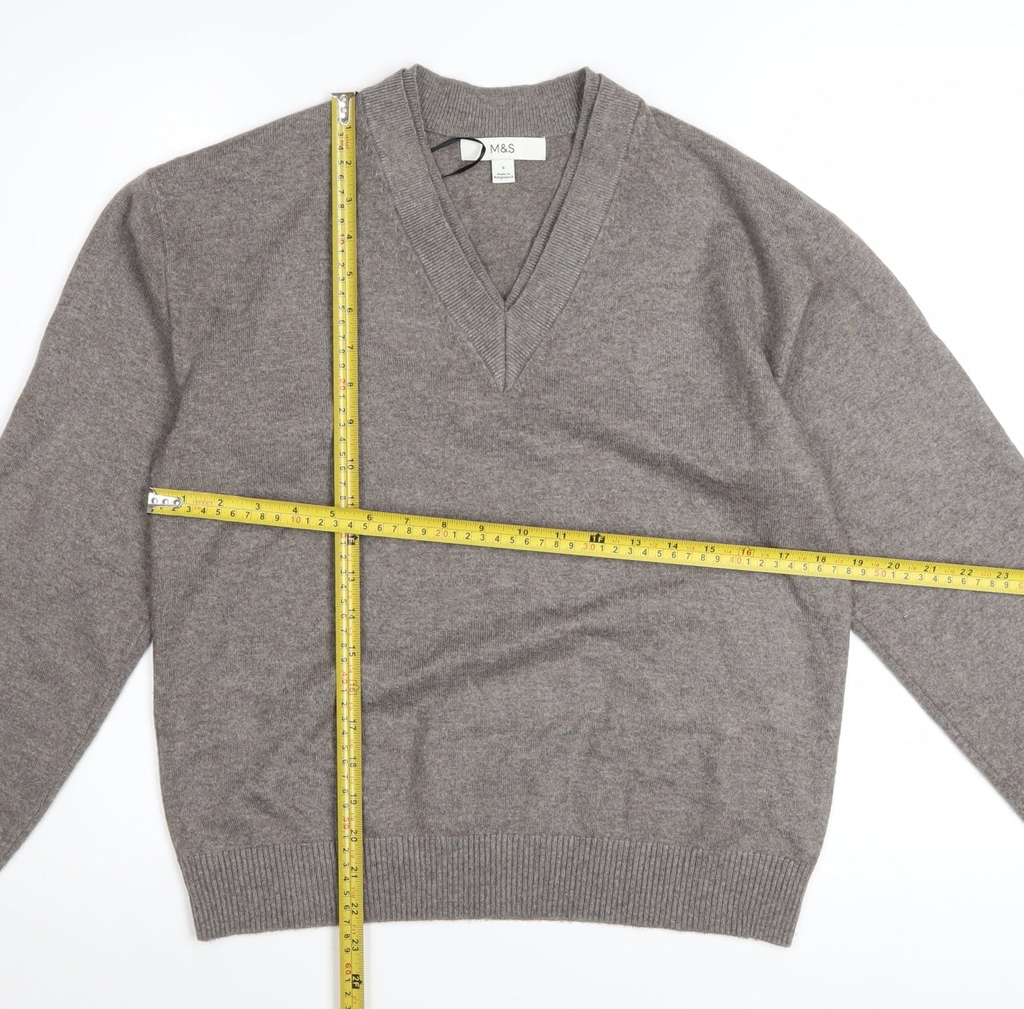 Marks and Spencer Women’s Grey V-Neck Pullover Jumper Small