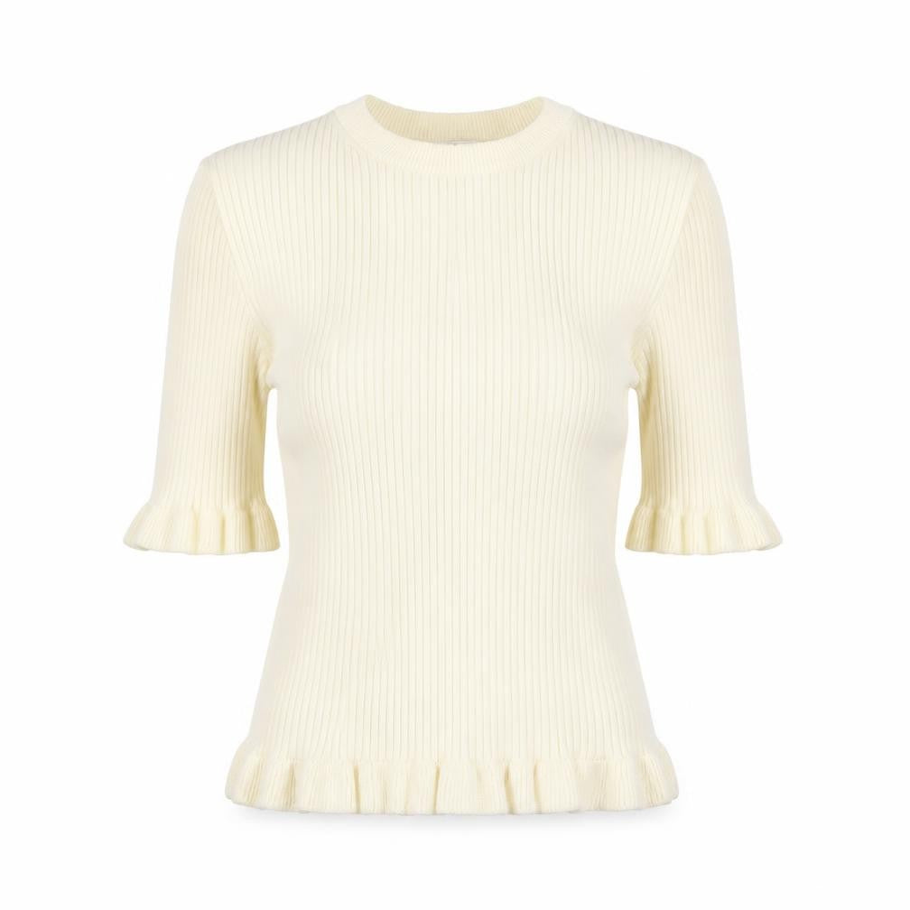 Marks & Spencer Women Beige Ruffle Knit Jumper Size S