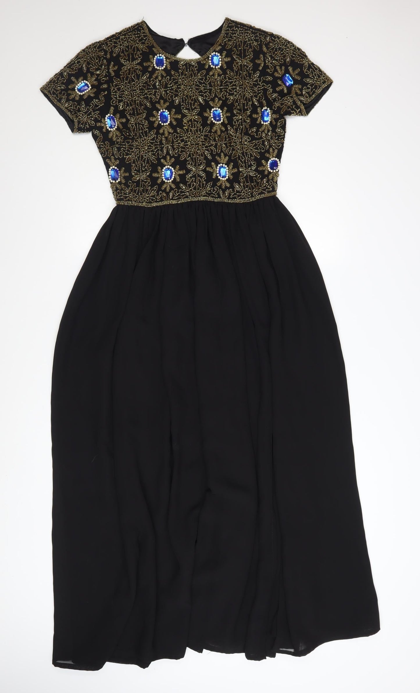 Virgos Lounge Women's Black Size 8 Beaded A-Line Maxi Dress