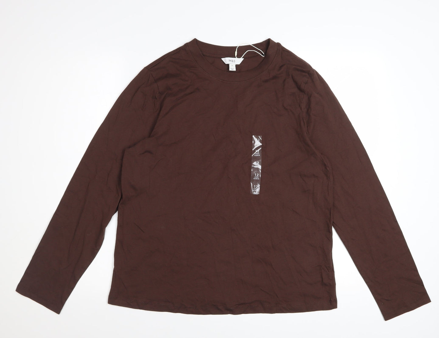 Marks and Spencer Women’s Brown Long Sleeve Cotton T-Shirt Size 12