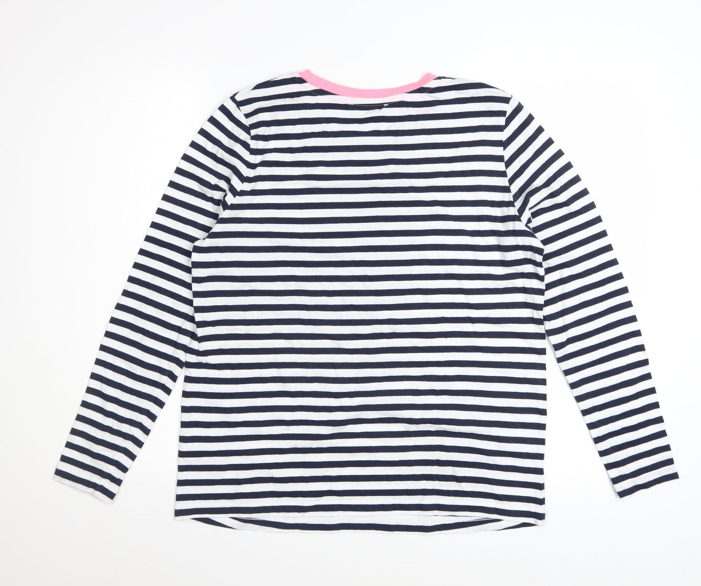 Marks and Spencer Women’s Multicoloured Stripe Long Sleeve Cotton T-Shirt Size 14