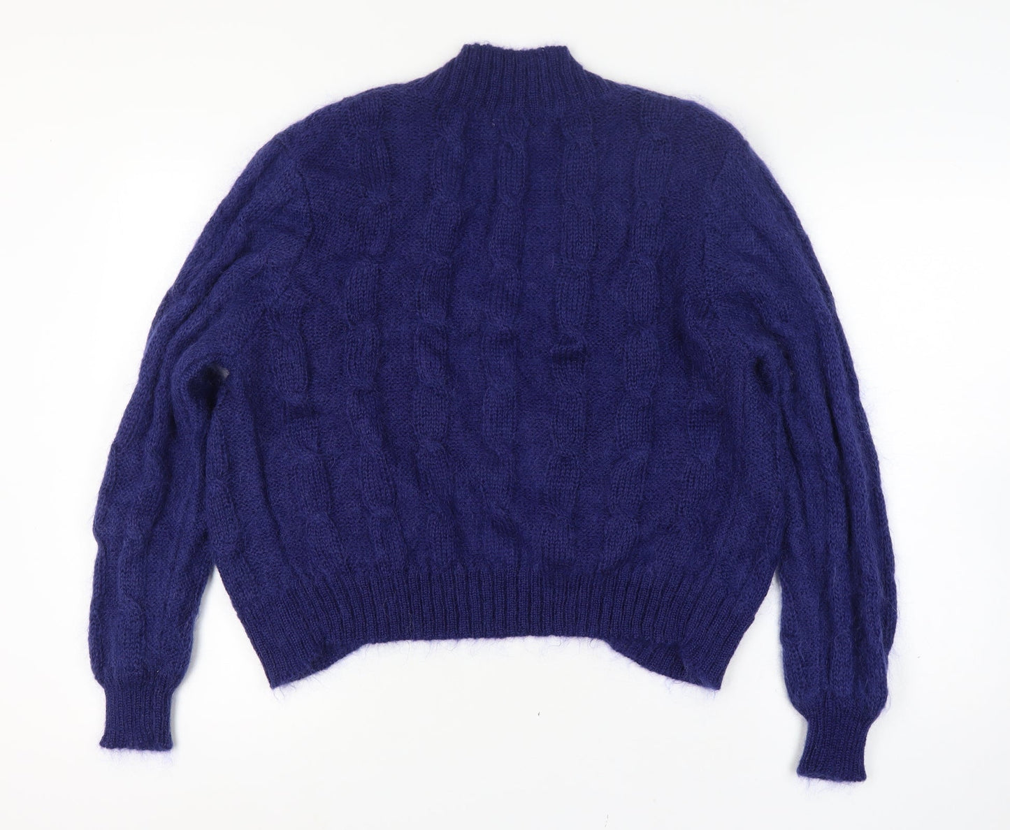 Emreco Women’s Blue Cable Knit Mohair Wool Cardigan M