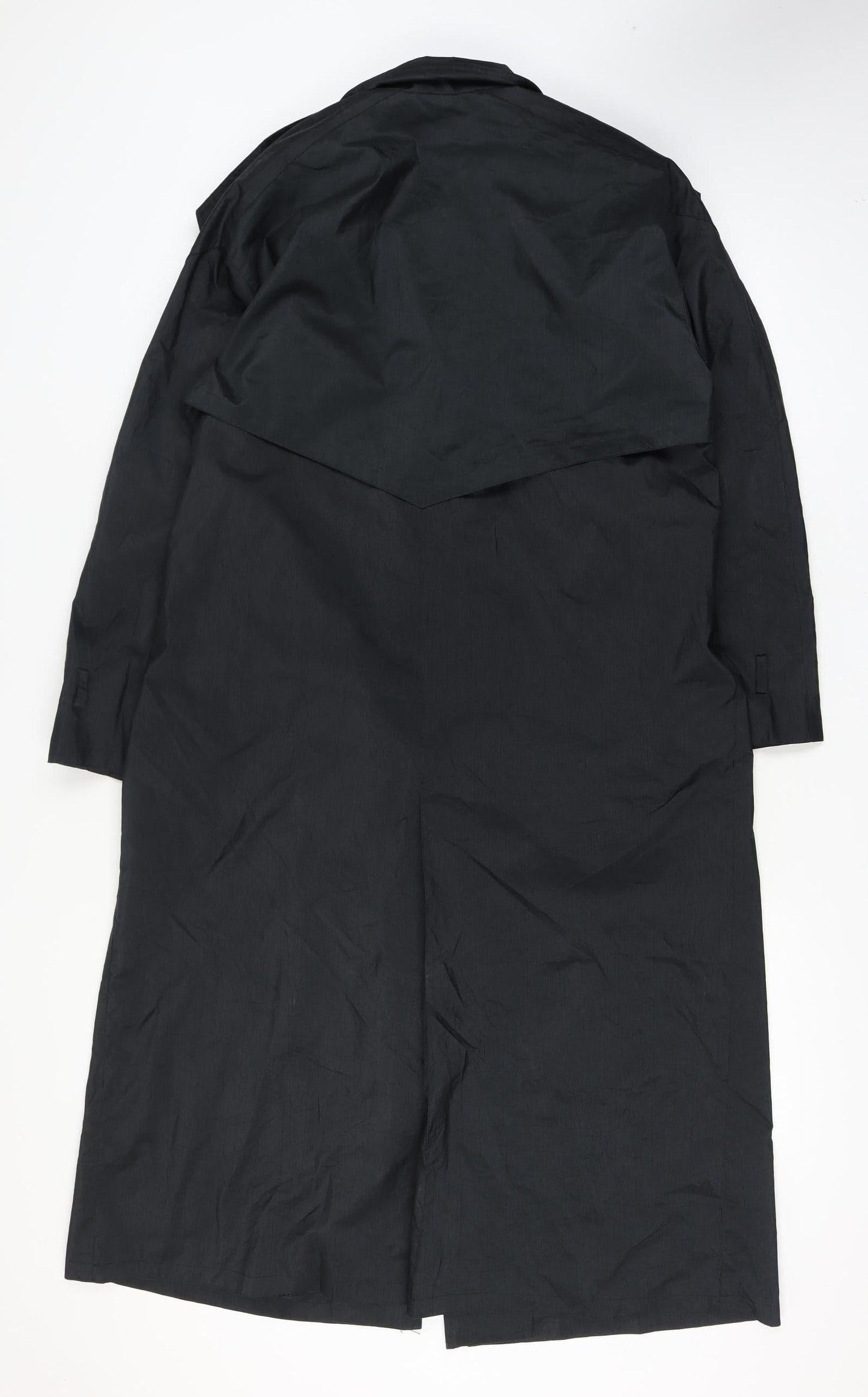 Rue Grenelle Women's Black Long Trench Coat Size 16 Waterproof