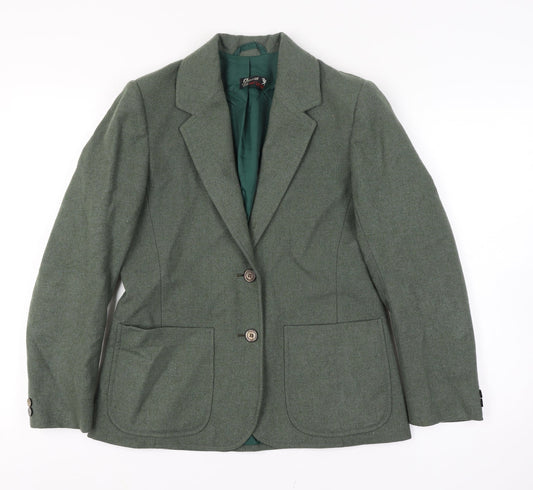 Glenscot Women Vintage Green Pure Wool Two-Button Blazer UK 16