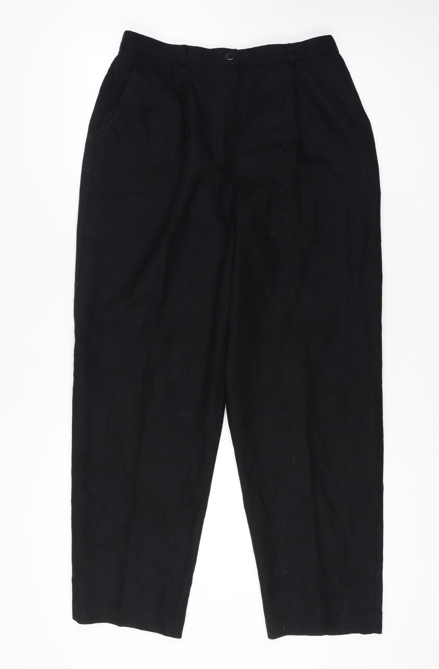 Norton McNaughton Women’s Black Wool Pleated Classic Trousers 32in