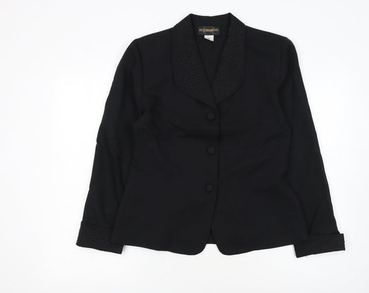 Requirements Women Black Size 12 Shawl Lapel Beaded Blazer