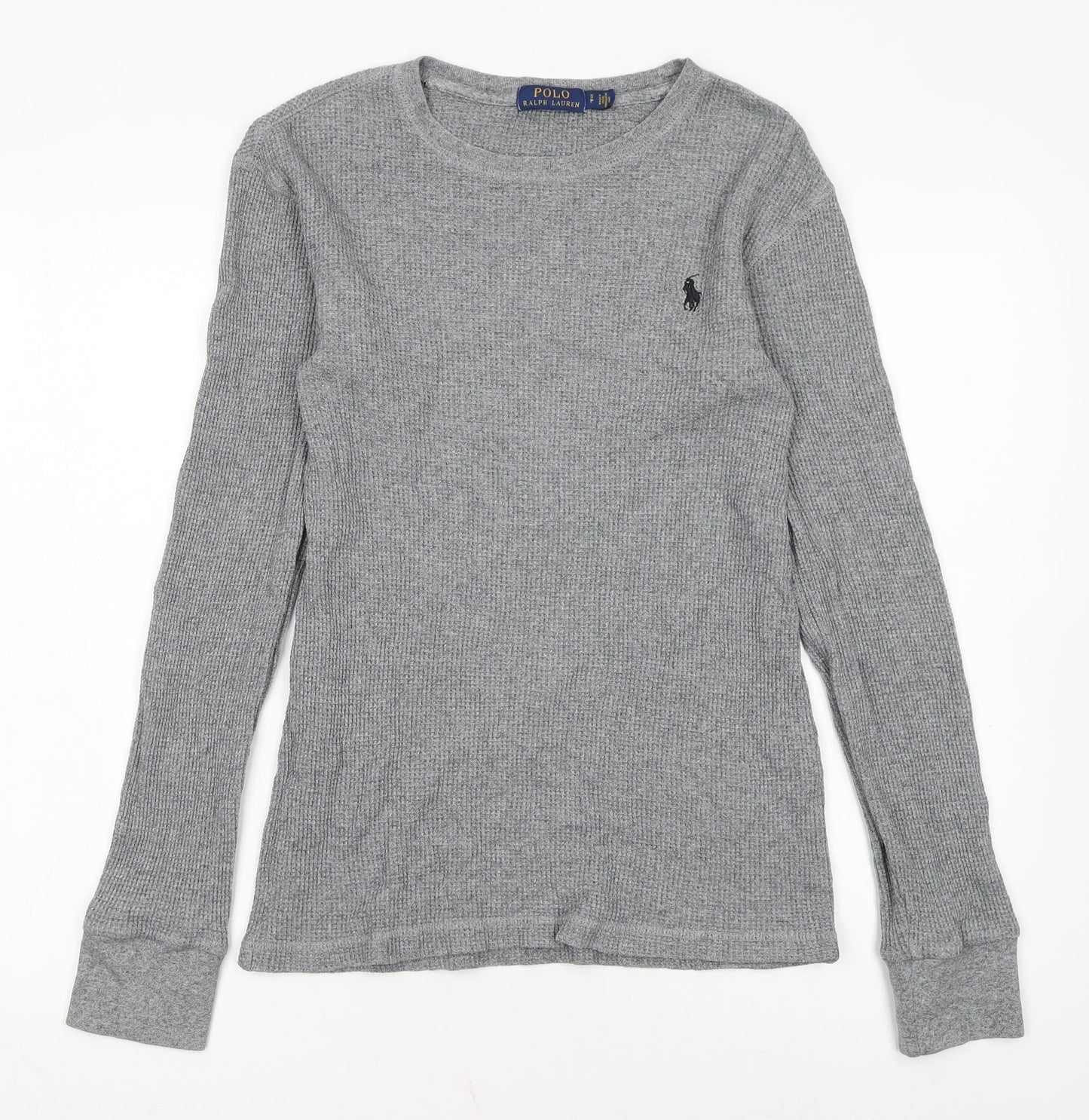 Polo Ralph Lauren Men's Grey Waffle-Knit Cotton Jumper Size S