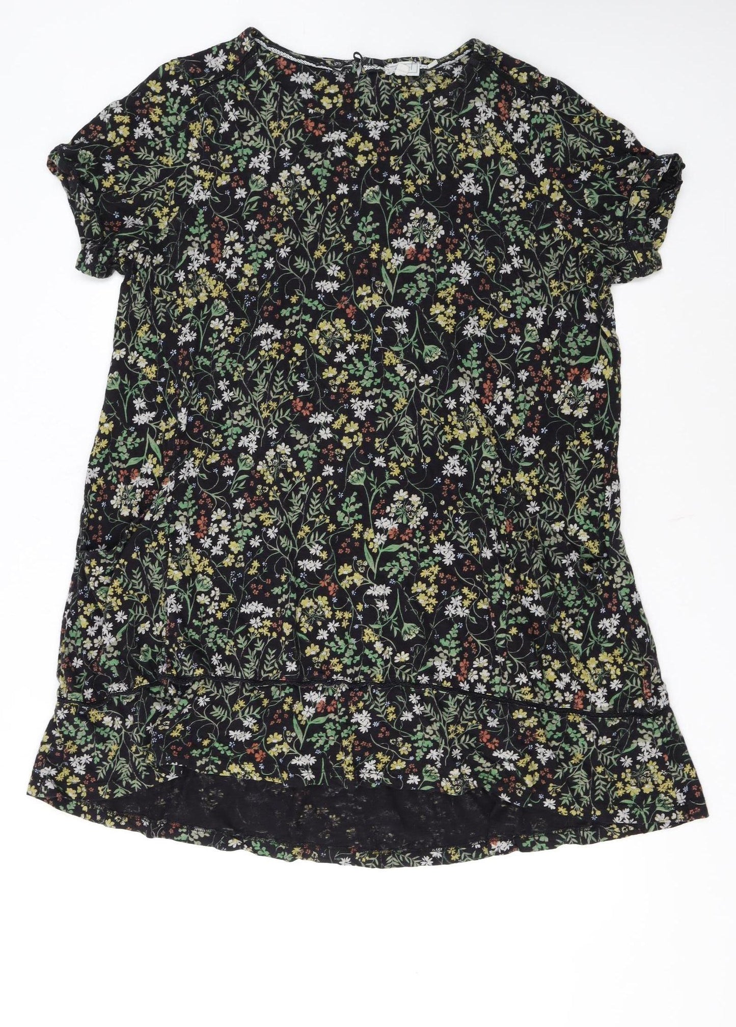 Fat Face Womens Black Floral Cotton Shift Dress Size 20
