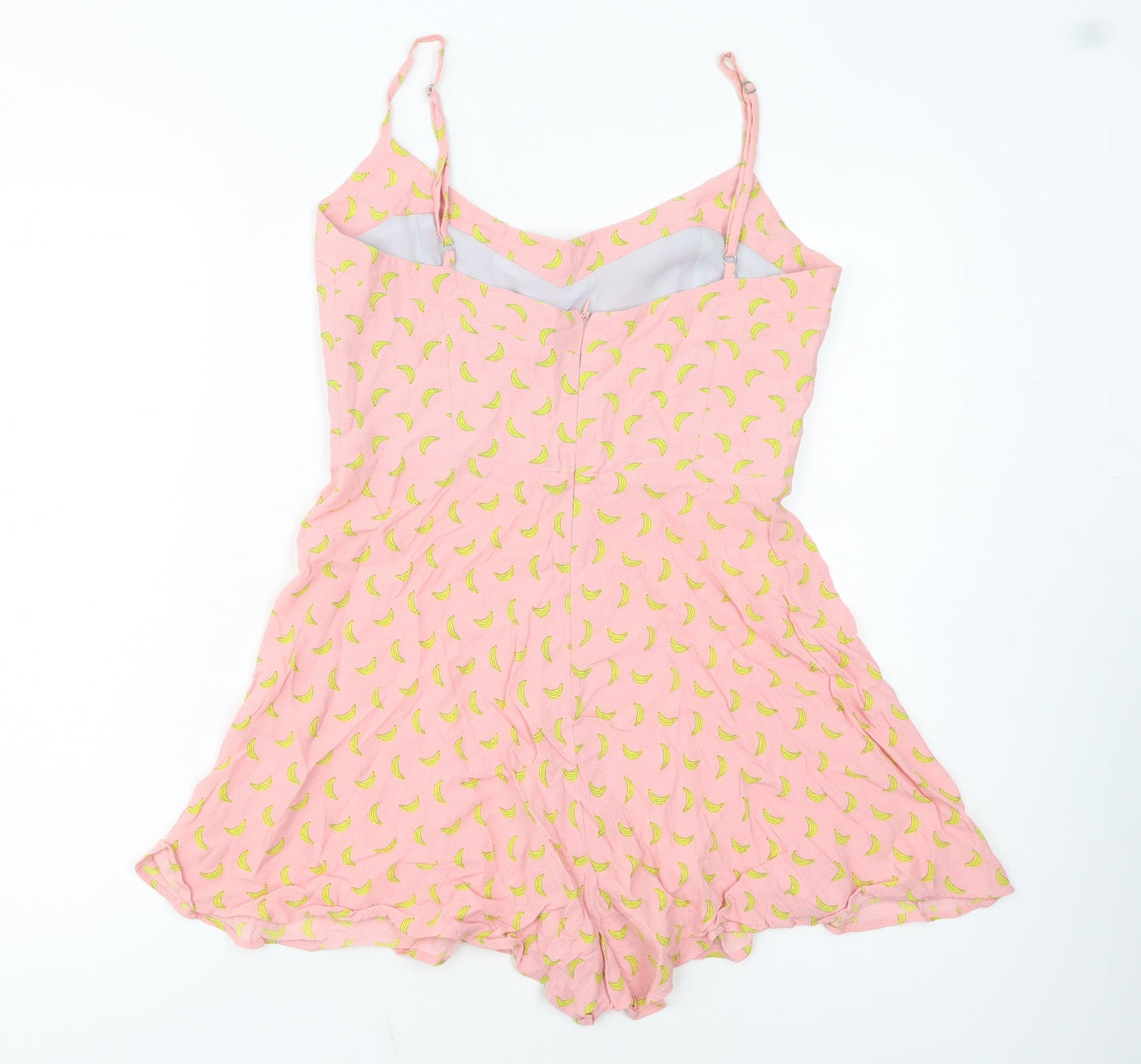 ZARA Women's Pink Banana Print Cotton Playsuit Size S