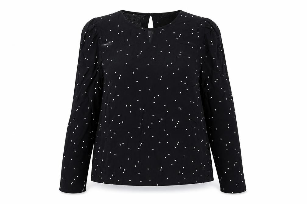 Marks & Spencer Women's Black Polka Dot Long Sleeve Blouse UK 8