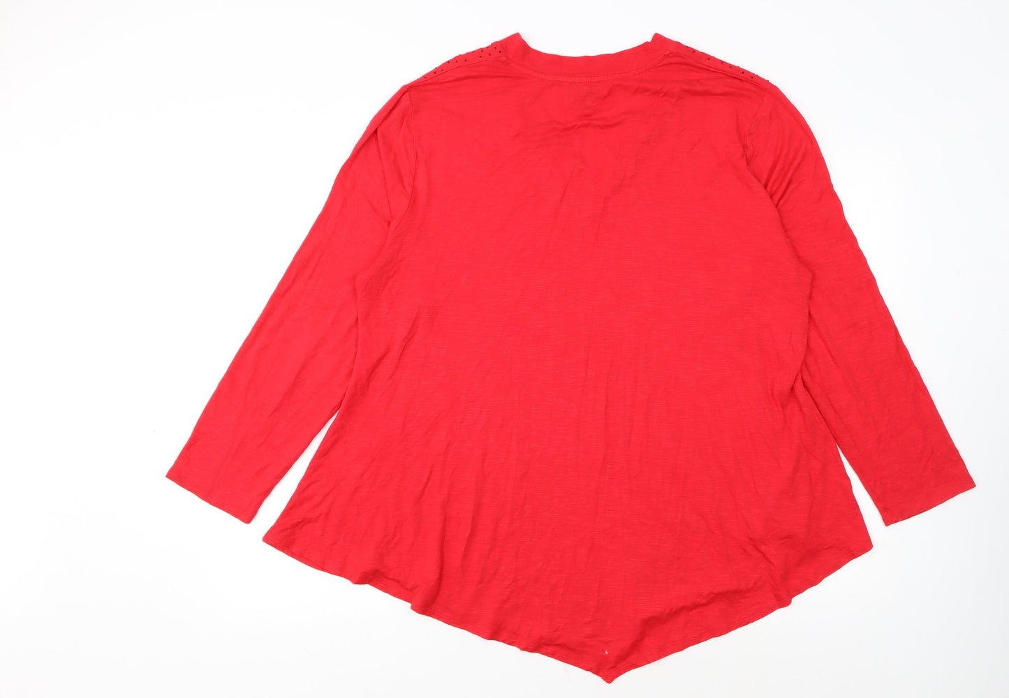 Marble Women’s Red Long Sleeve V-Neck Tunic Blouse Size 2XL