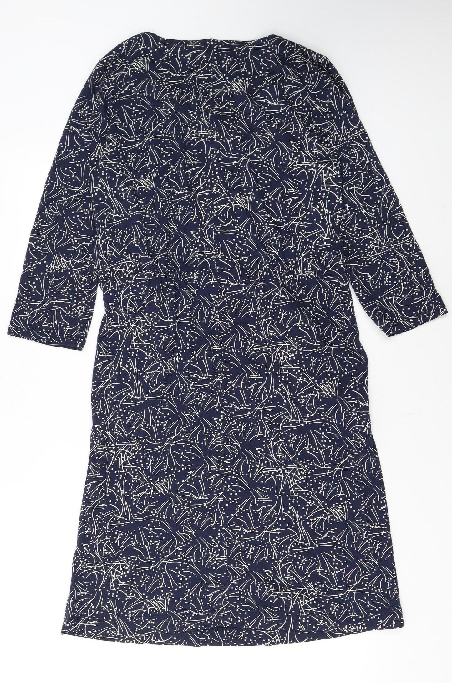 White Stuff Women's Blue Floral Long Sleeve Shift Dress Size 12