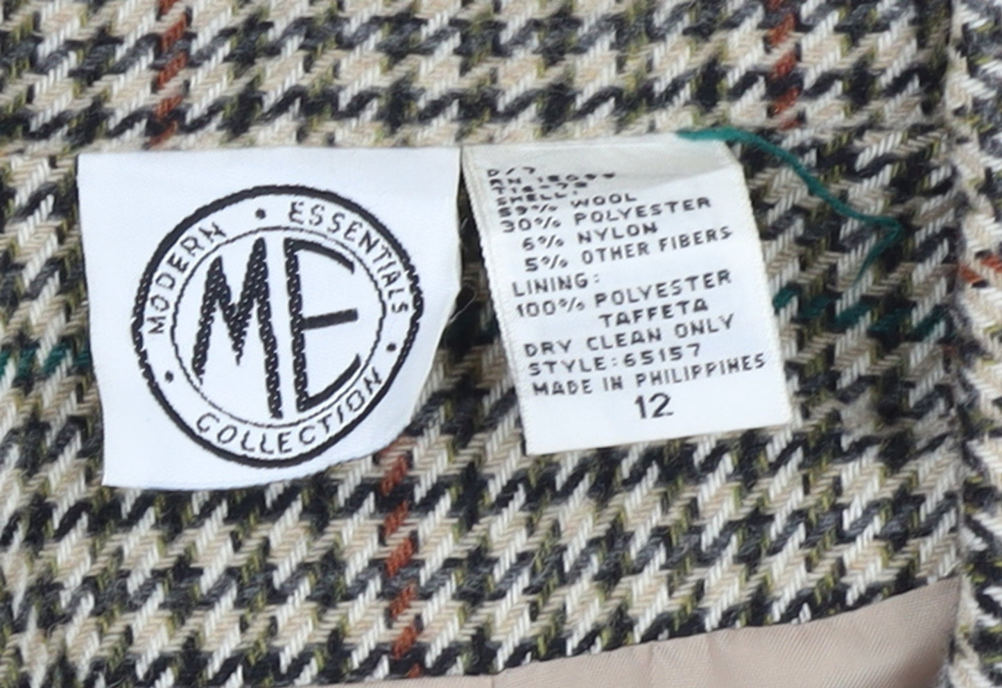 Modern Essentials Women's Multicoloured Houndstooth Wool Blazer Size 12