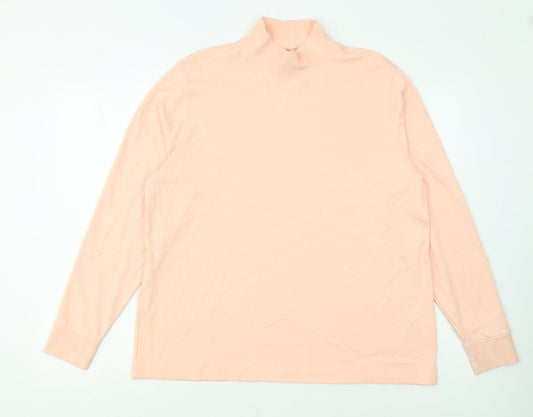 Lands' End Women's Pink Cotton Roll Neck Long Sleeve Top XL