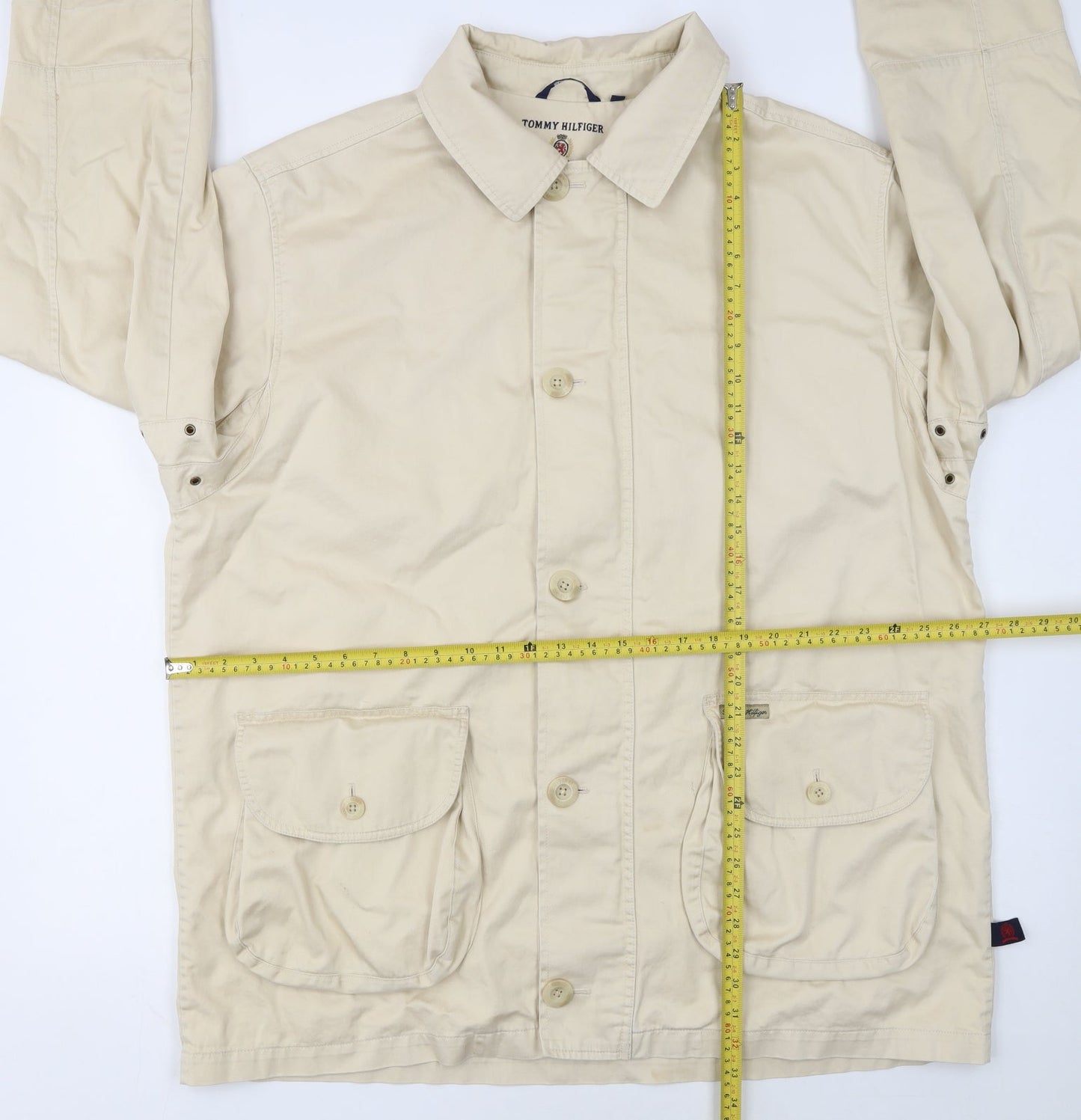 Tommy Hilfiger Men’s Beige 2XL Cotton Twill Button Jacket