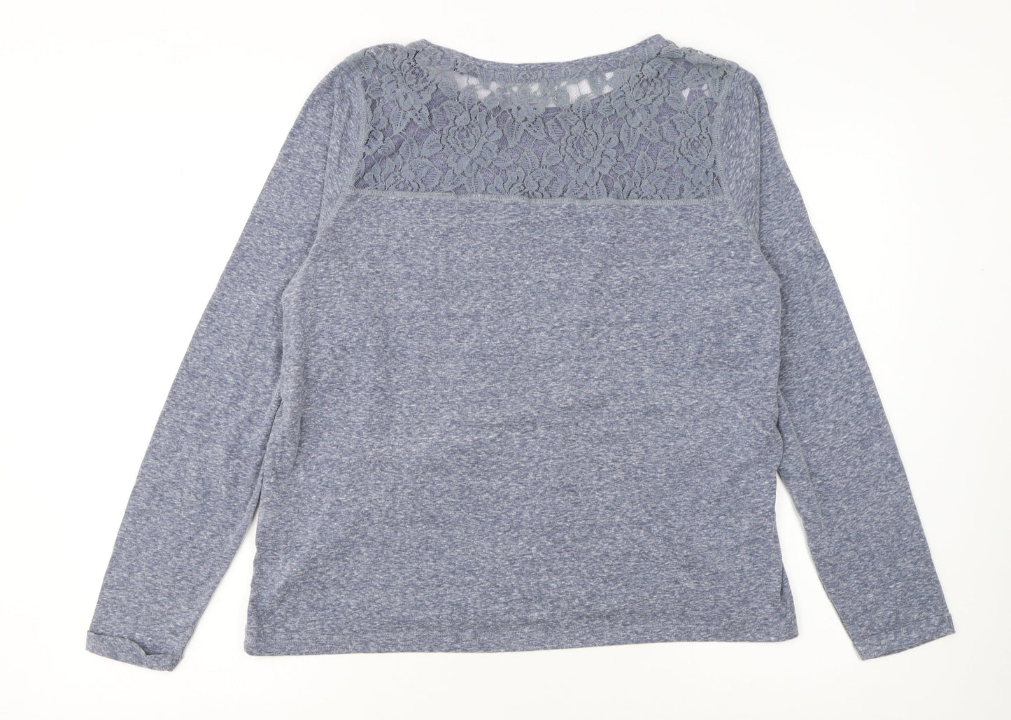 Superdry Womens Blue Lace Shoulder Long Sleeve Jersey T-Shirt XL