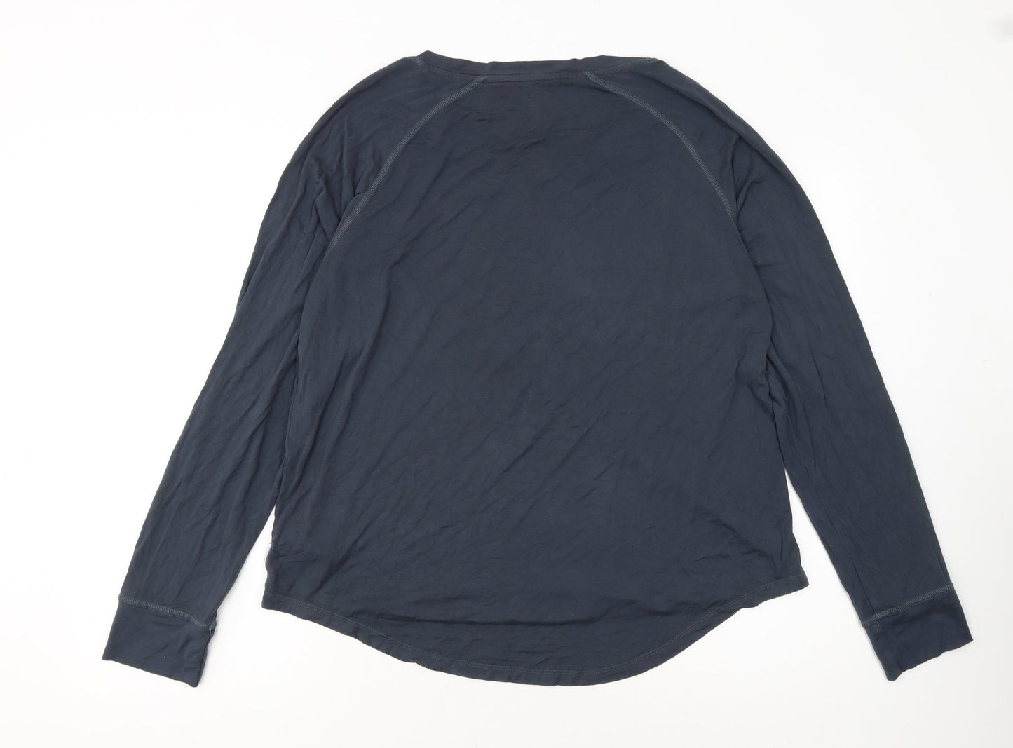 Boody Womens Blue Long Sleeve Basic Bamboo Jersey Top Size L