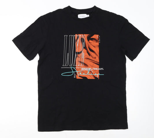 Topman Men's Black Graphic Luxe Crew Neck T-Shirt Size XS