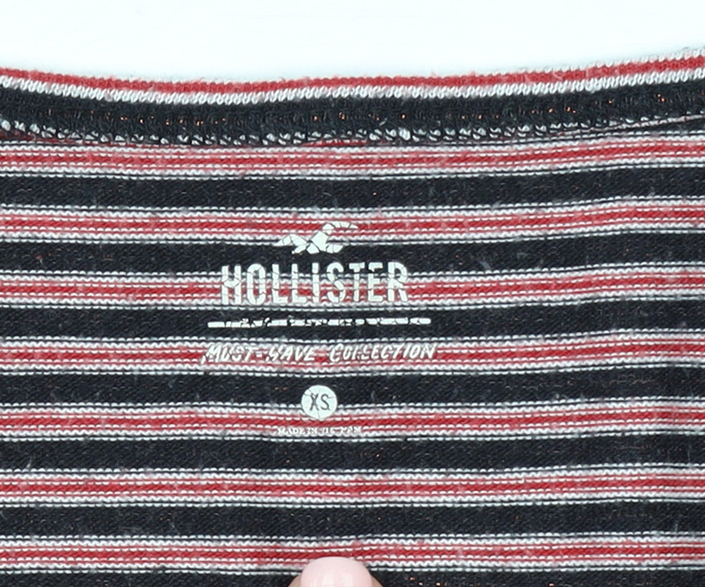 Hollister Womens Multicoloured Striped V-Neck Long Sleeve T-Shirt XS