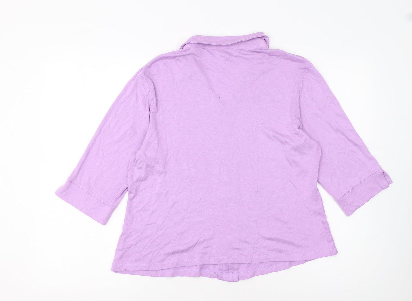 Patra Women’s Purple Bamboo Blend 3/4 Sleeve V-Neck Blouse XL