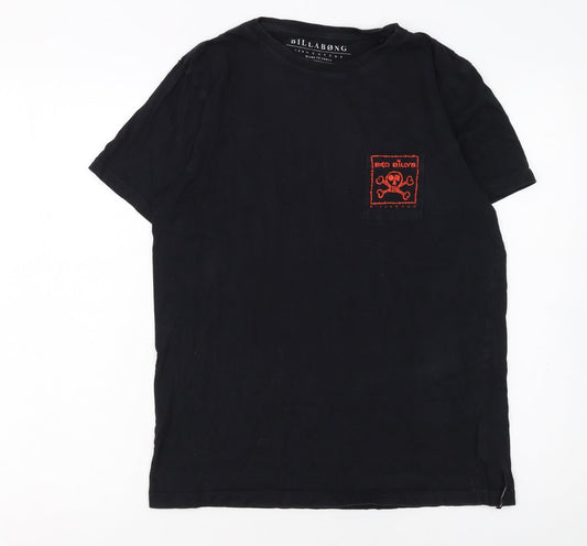 Billabong Boys Black Graphic Skull T-Shirt 16 Years 100% Cotton