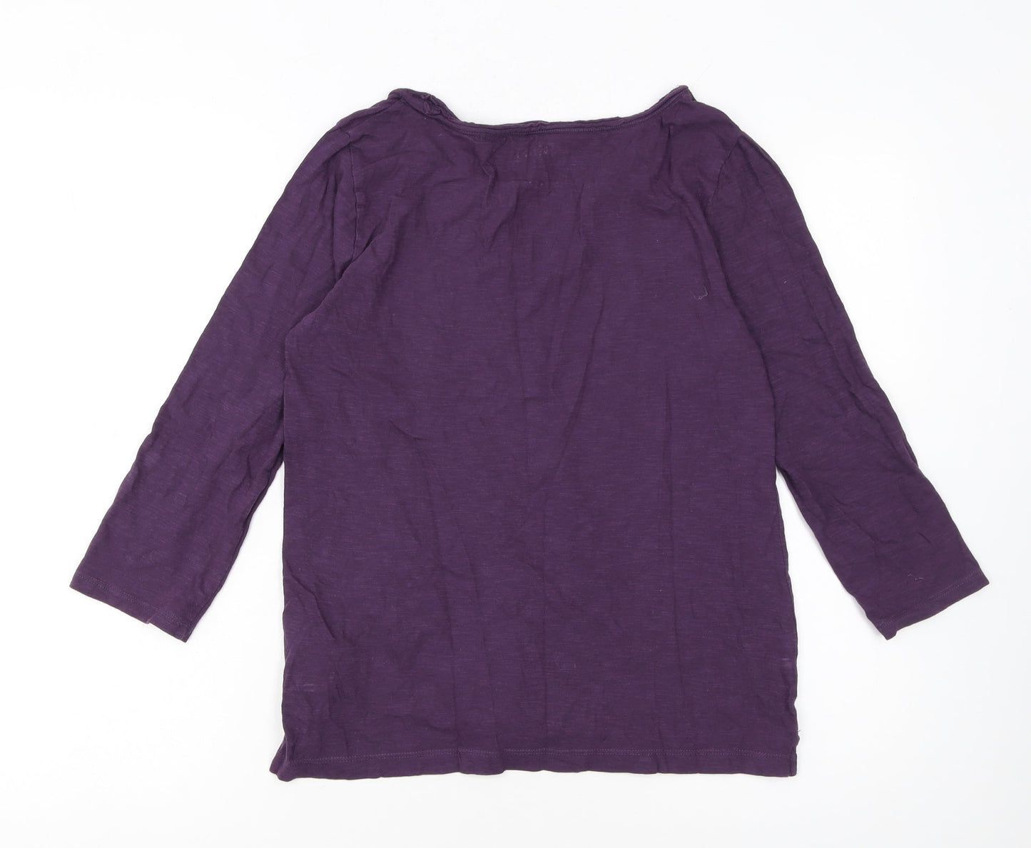 FatFace Women’s Purple 3/4 Sleeve Organic Cotton Henley T-Shirt UK 6