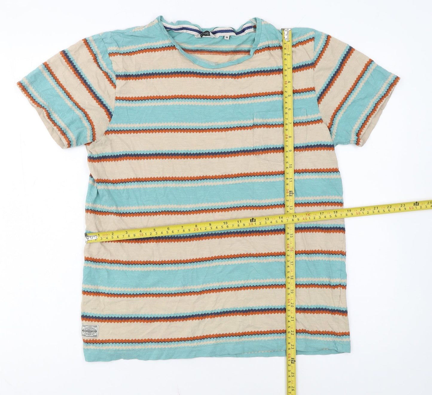Jack & Jones Men's Multicoloured Striped Cotton T-Shirt Size M