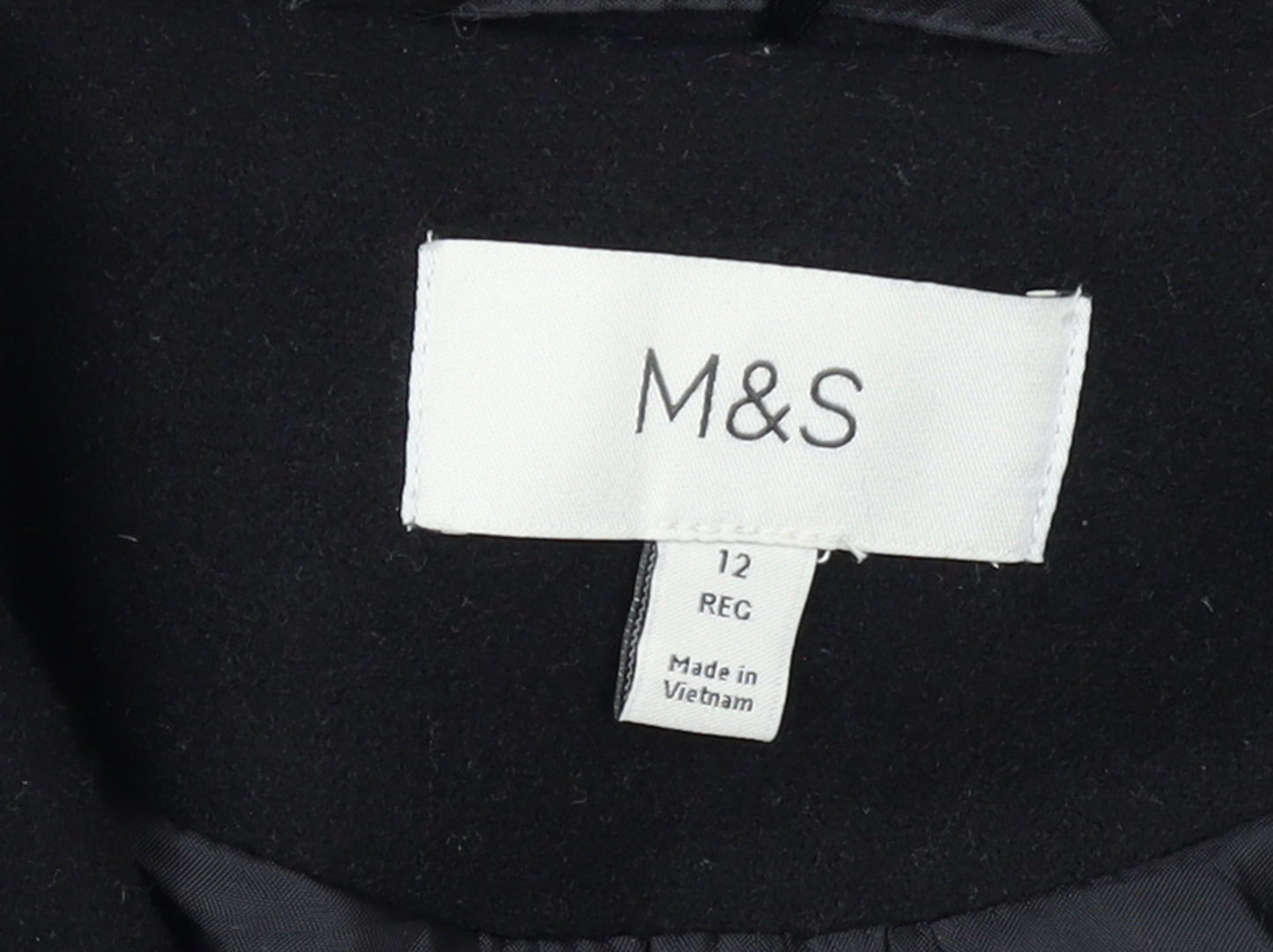 Marks and Spencer Women's Black Long Overcoat Size 12 Regular