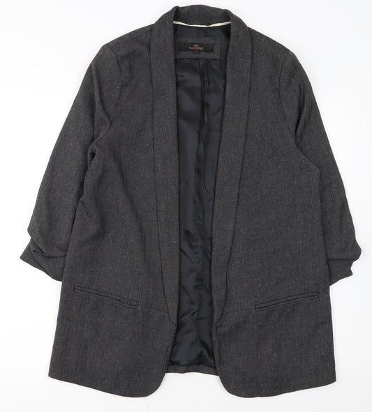 Next Women Grey Herringbone Shawl Collar Long Blazer Size 14