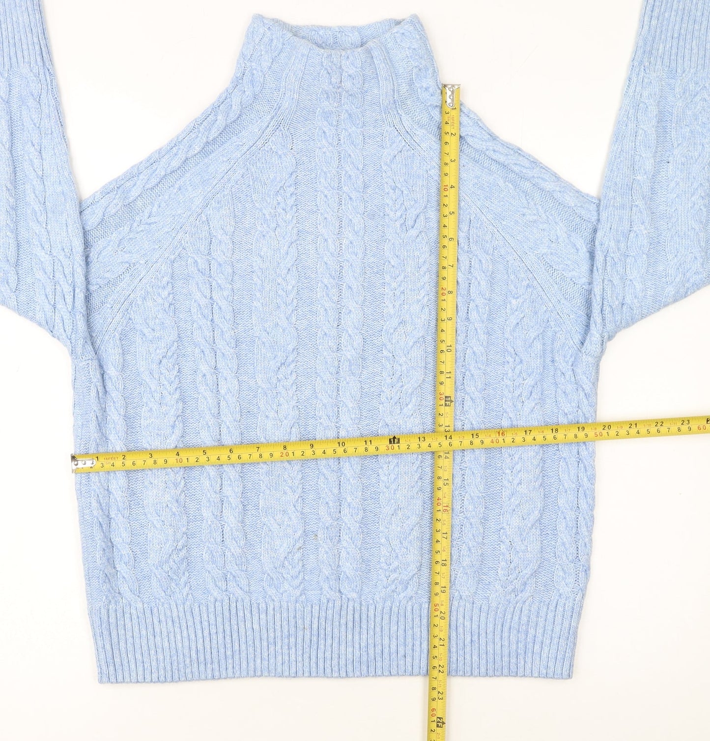 Next Women's Blue Cable-Knit High Neck Jumper Size S